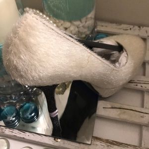 New fur shoes with sparkle heel